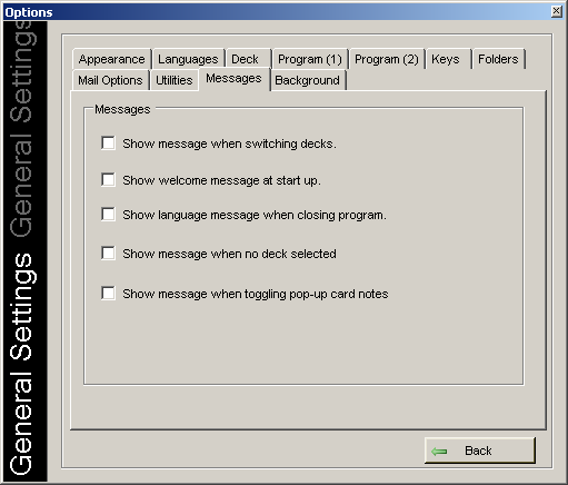 Options All Decks - Messages