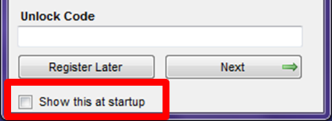 Registration Form Show this at Startup